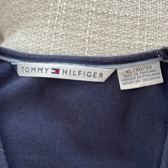 Vintage 1990’s Tommy Hilfiger XL navy, red and white racer back shirt - Picture 2 of 7
